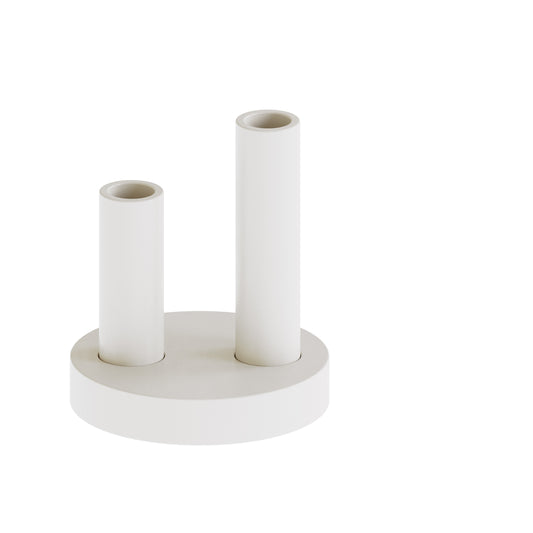 CAST sculptural plaster double pillar vase with interlocking base component styled as a minimalist homeware object on a neutral backdrop
